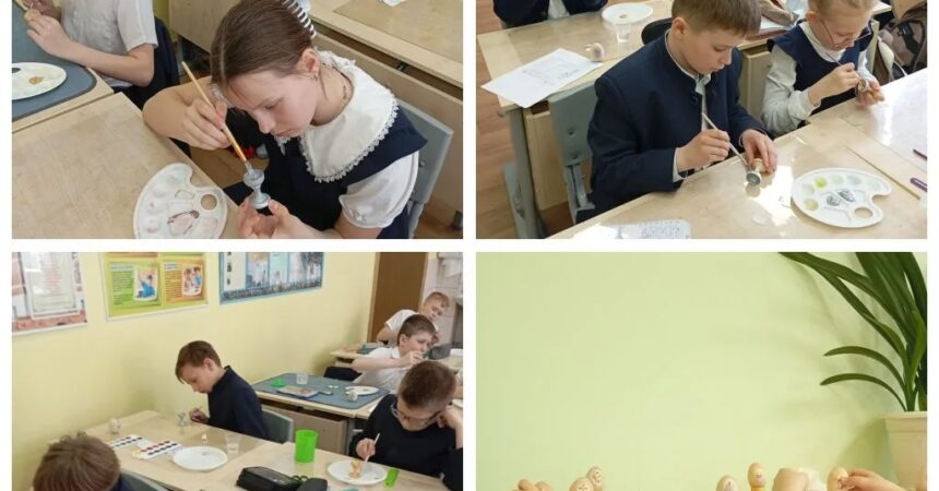 В православной гимназии Александра Невского состоялся мастер-класс по украшению деревянных яиц